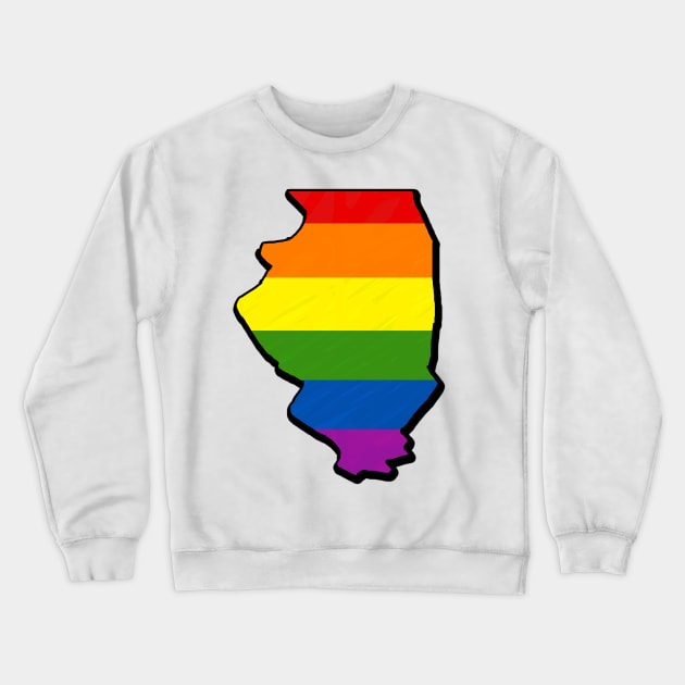 Rainbow Illinois Outline Crewneck Sweatshirt by Mookle